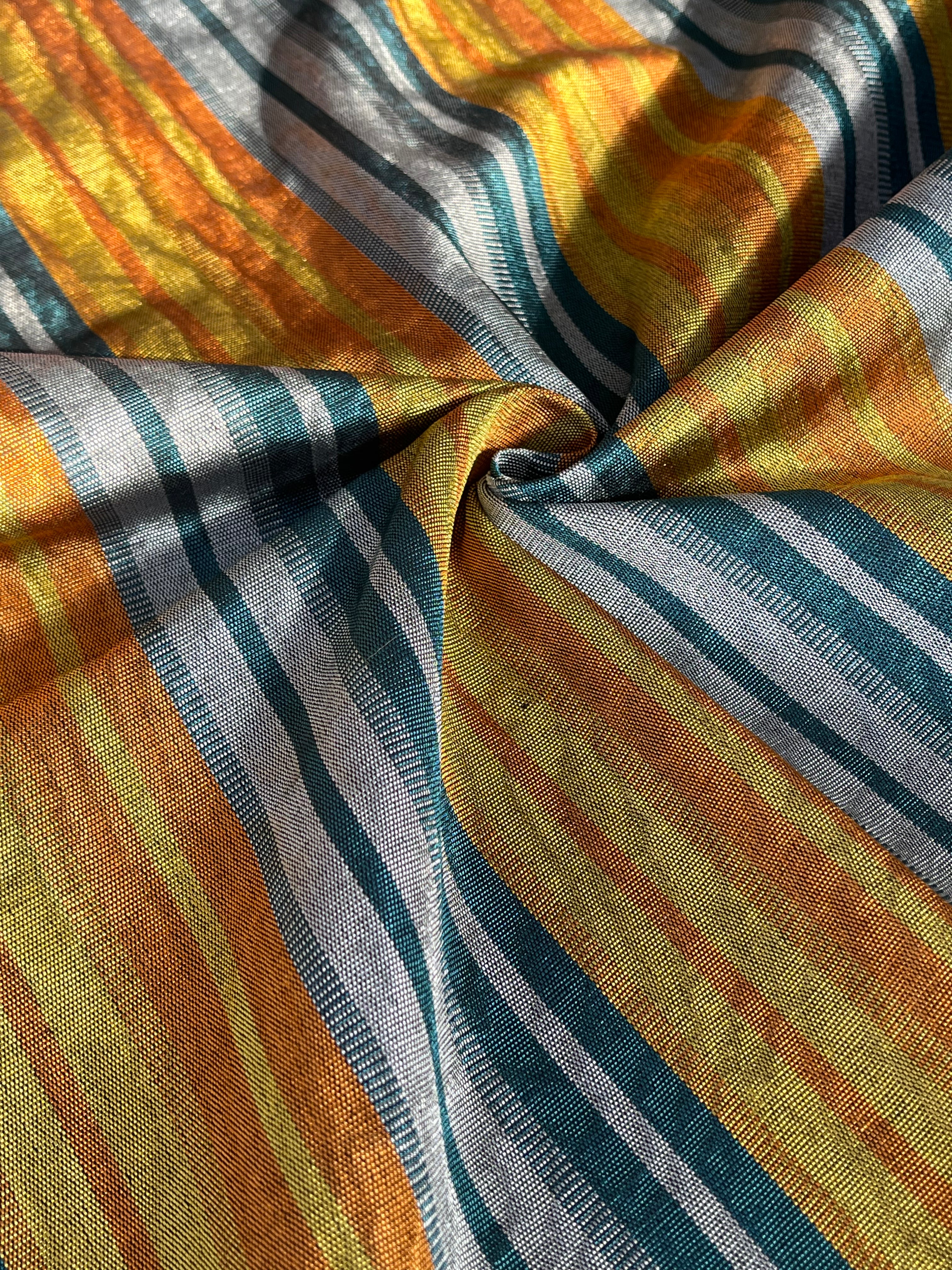 Multi Color Striped Pattern Moiré Fabric By The Yard.