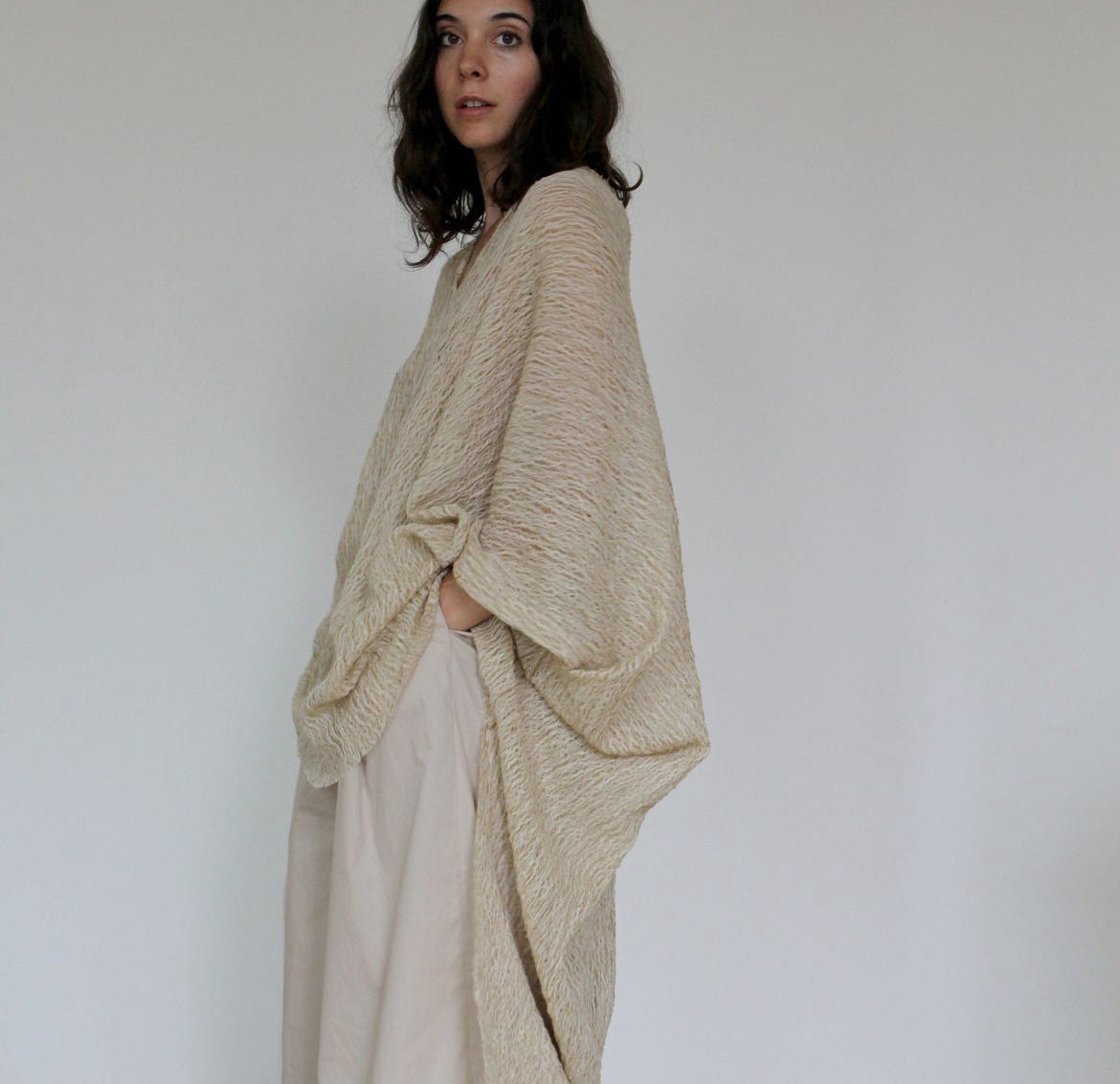 Camel Unique Natural Sheer, Textured Cotton Linen Mix Special Fabrics.