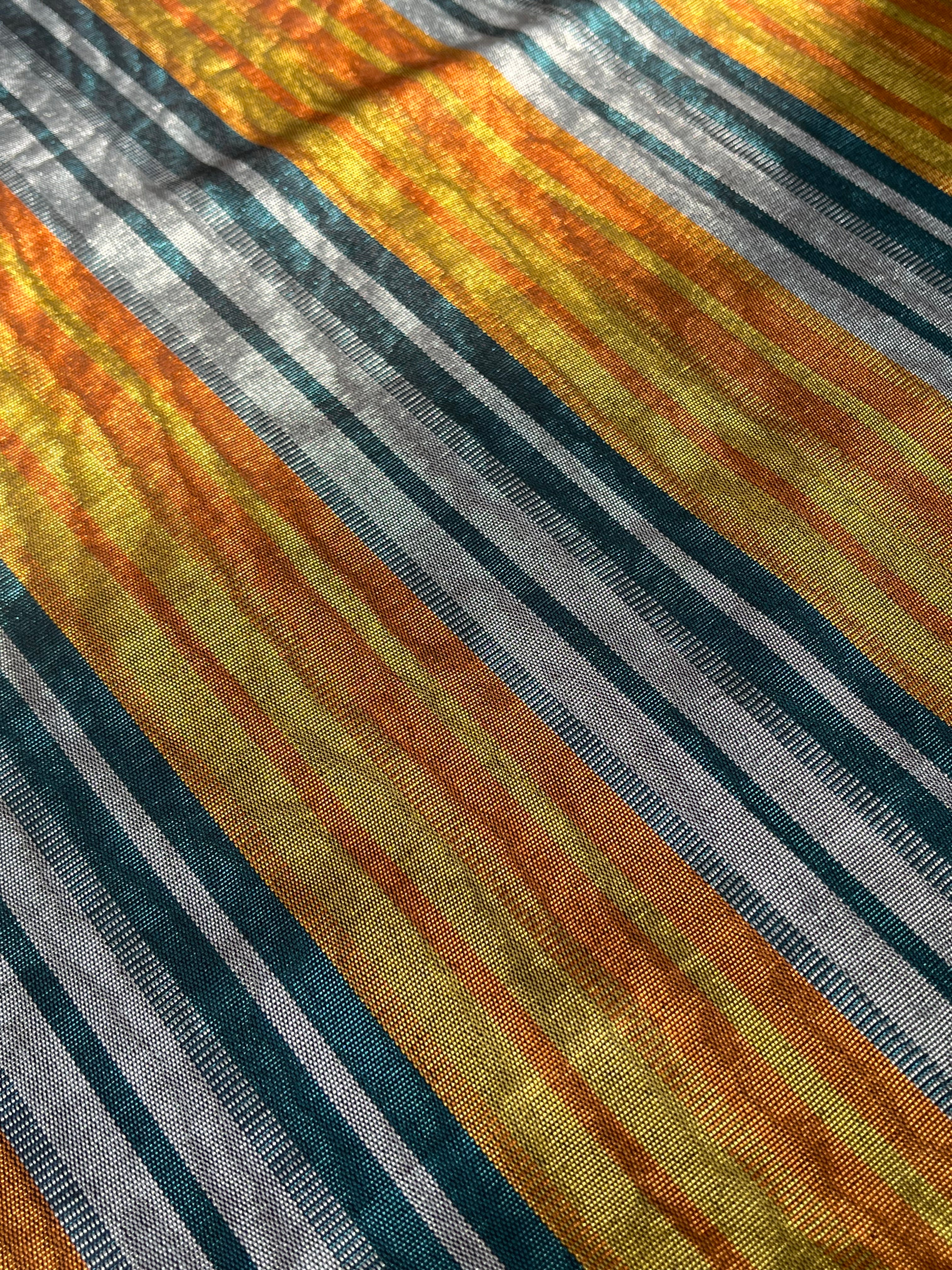 Multi Color Striped Pattern Moiré Fabric By The Yard.