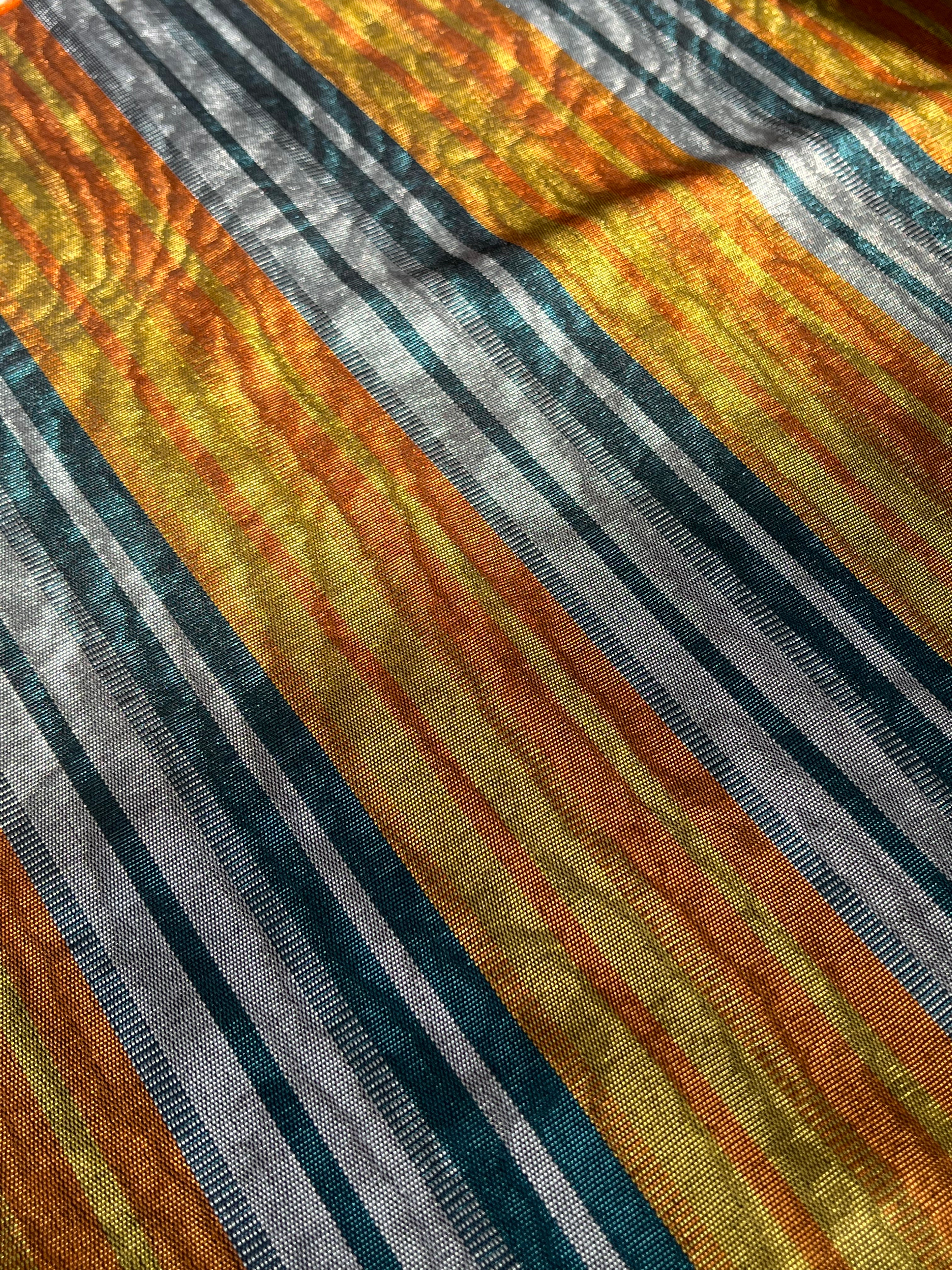 Multi Color Striped Pattern Moiré Fabric By The Yard.