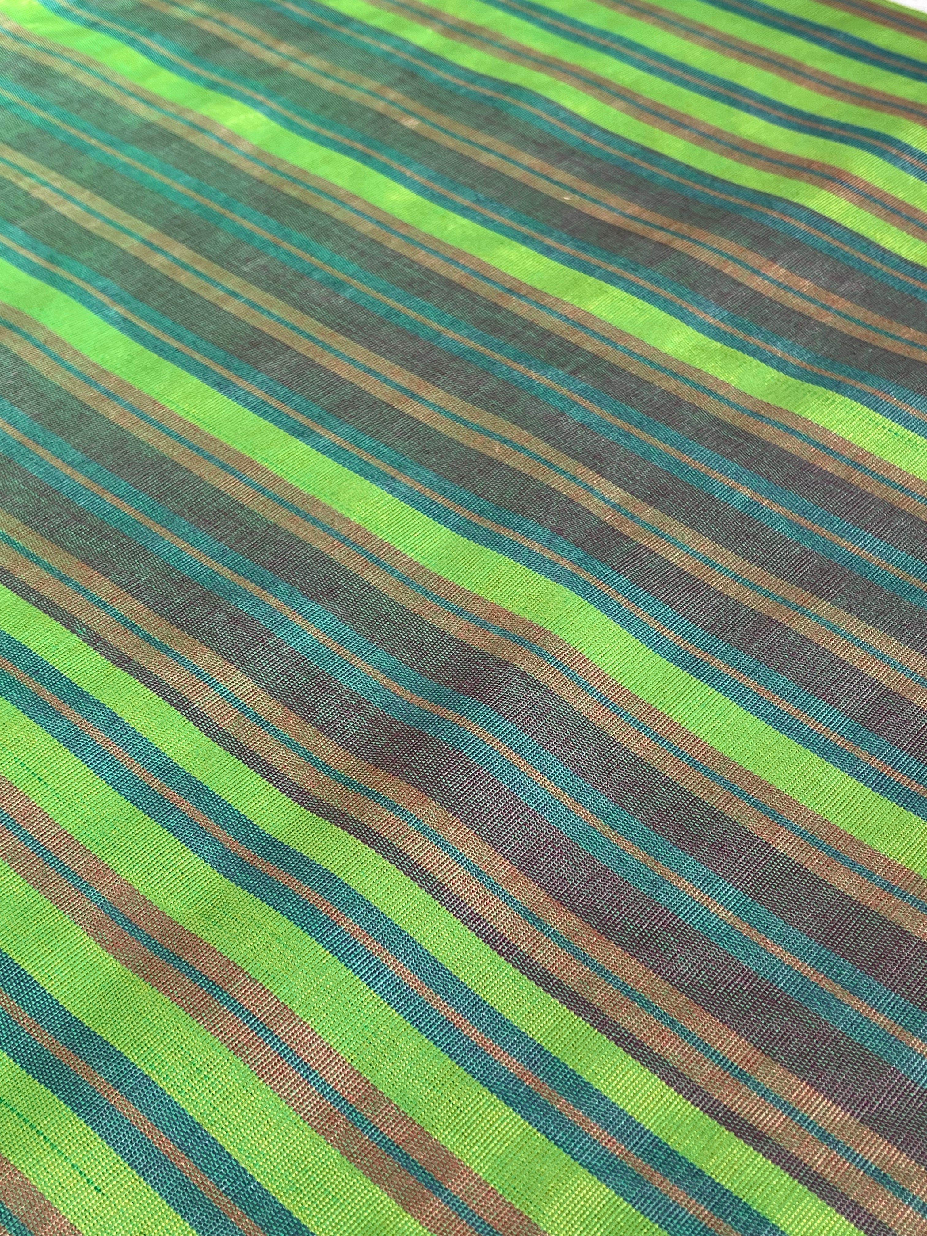 Multi Color Striped Pattern Moiré Fabric By The Yard.