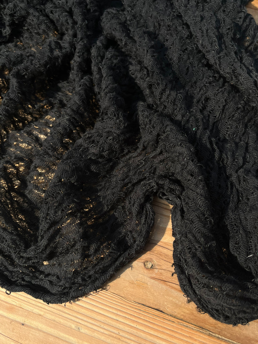 Metre Kare Siyah Keten Kumaş, Organik Pamuklu Kumaş, Dokulu El Dokuma Yarı Şeffaf Doğal Kumaşlar.