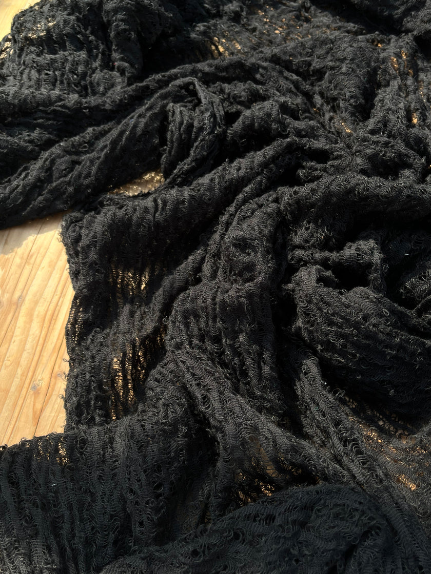 Metre Kare Siyah Keten Kumaş, Organik Pamuklu Kumaş, Dokulu El Dokuma Yarı Şeffaf Doğal Kumaşlar.