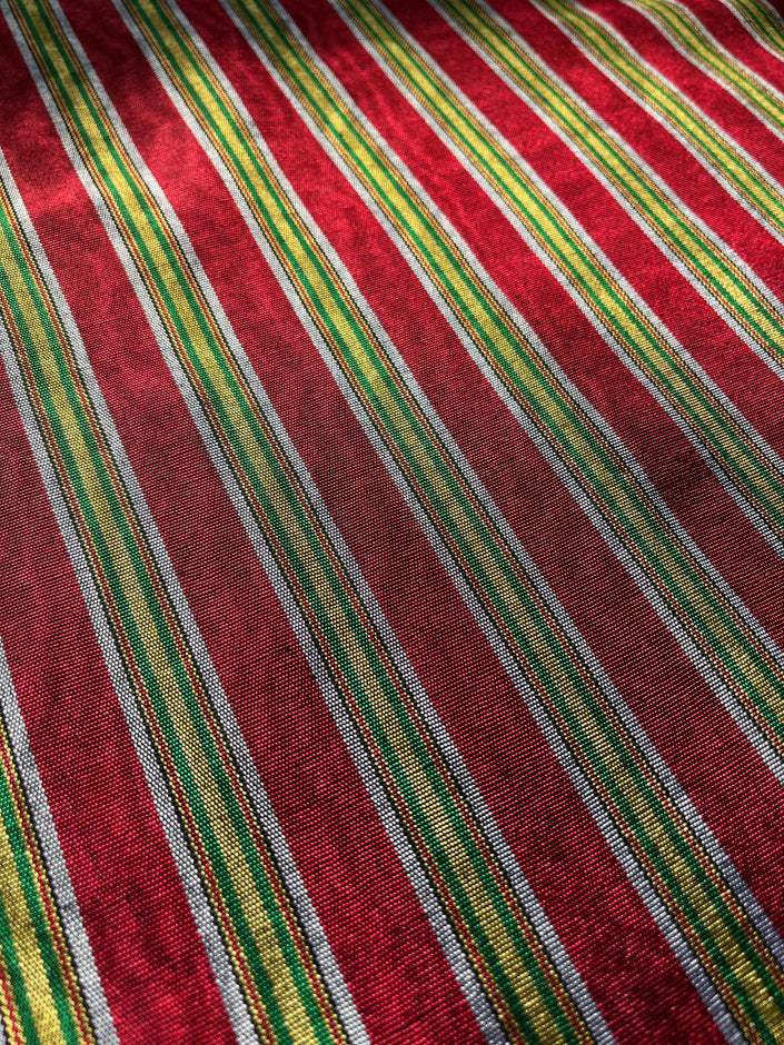 Multi Color Striped Pattern Moiré Fabric By The Yard.