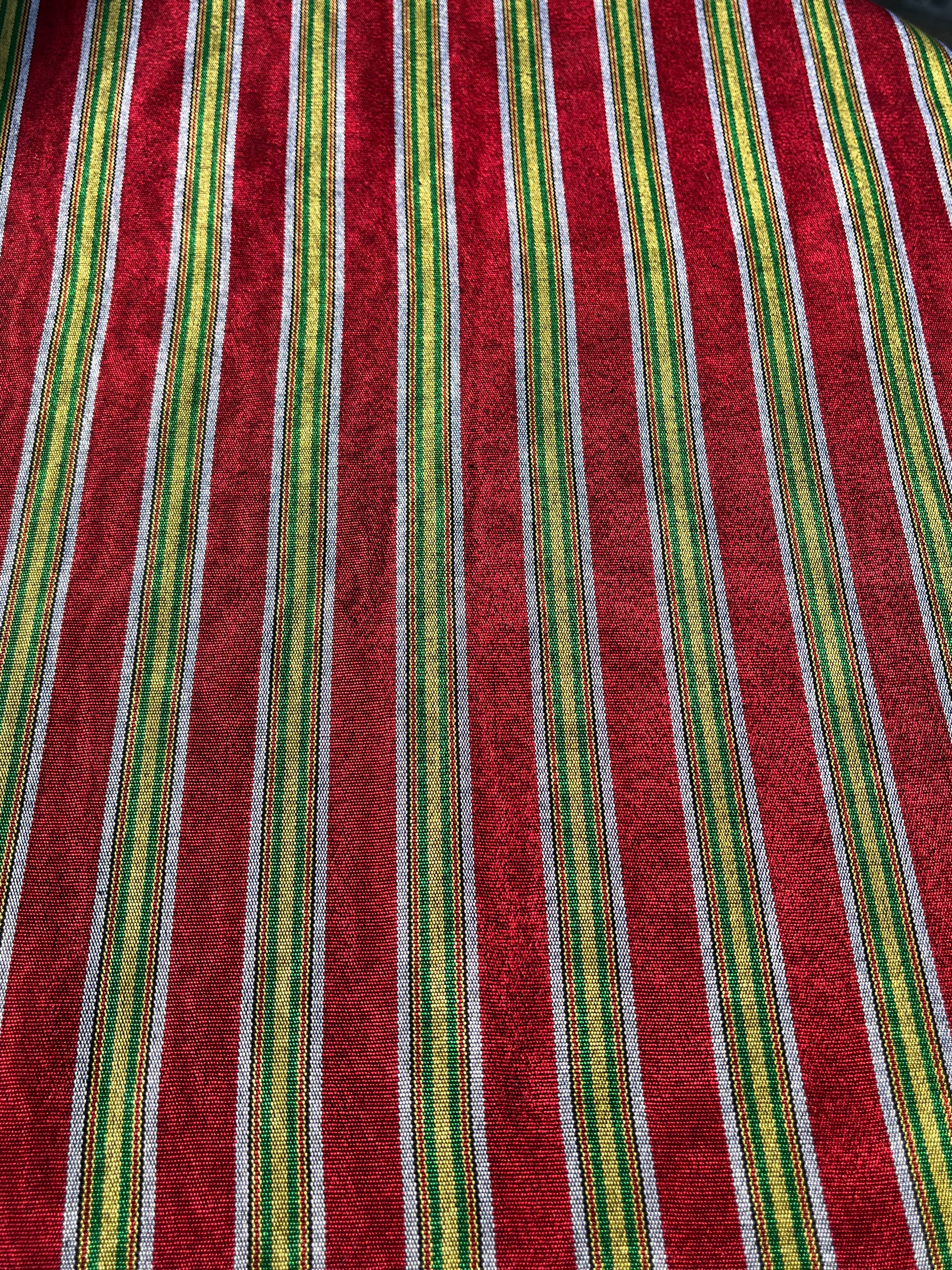 Multi Color Striped Pattern Moiré Fabric By The Yard.