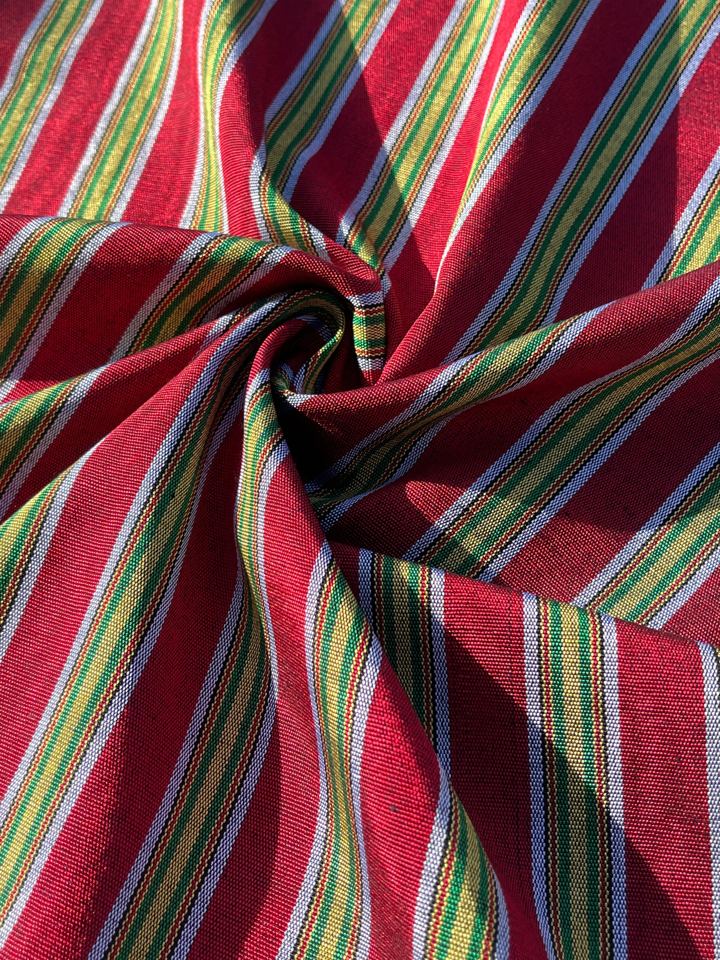 Multi Color Striped Pattern Moiré Fabric By The Yard.