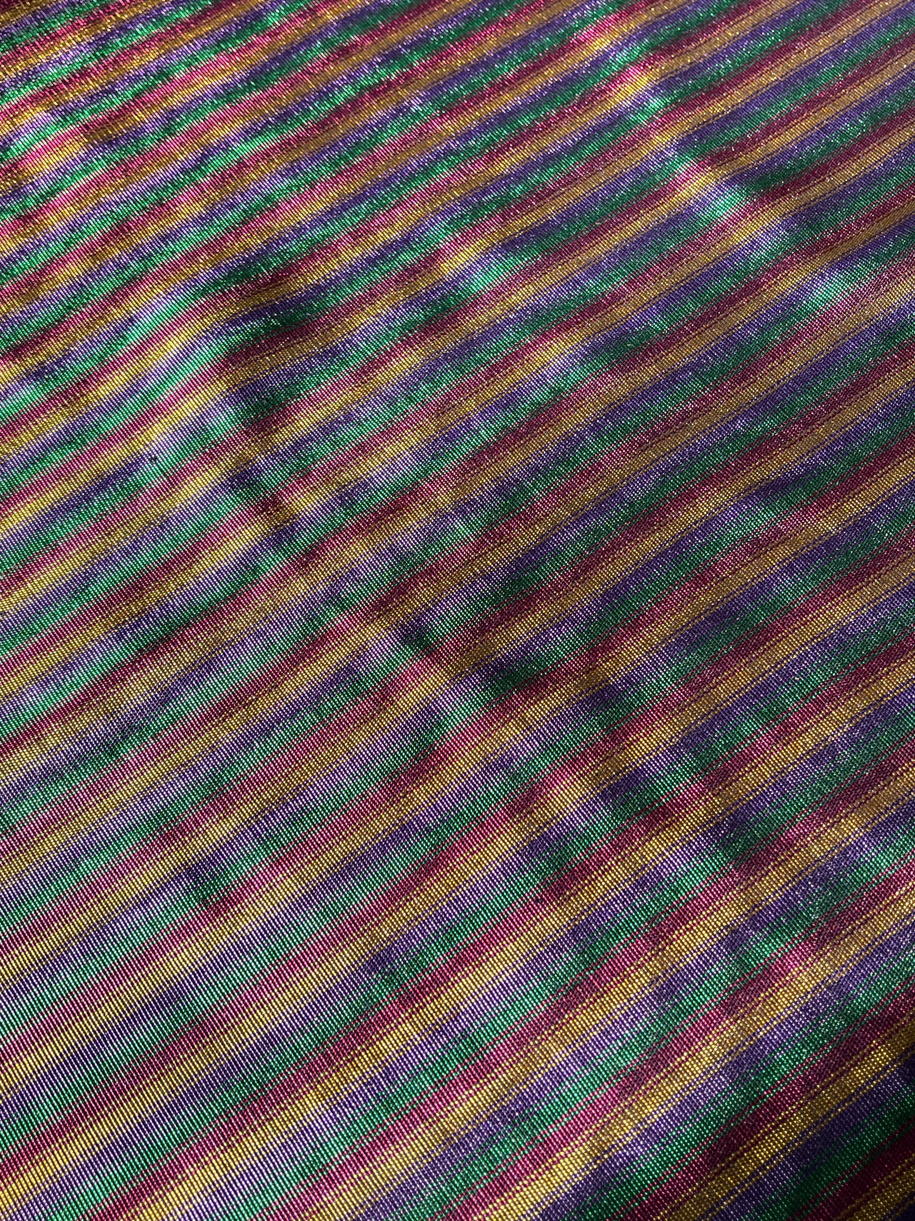 Multi Color Striped Pattern Moiré Fabric By The Yard.