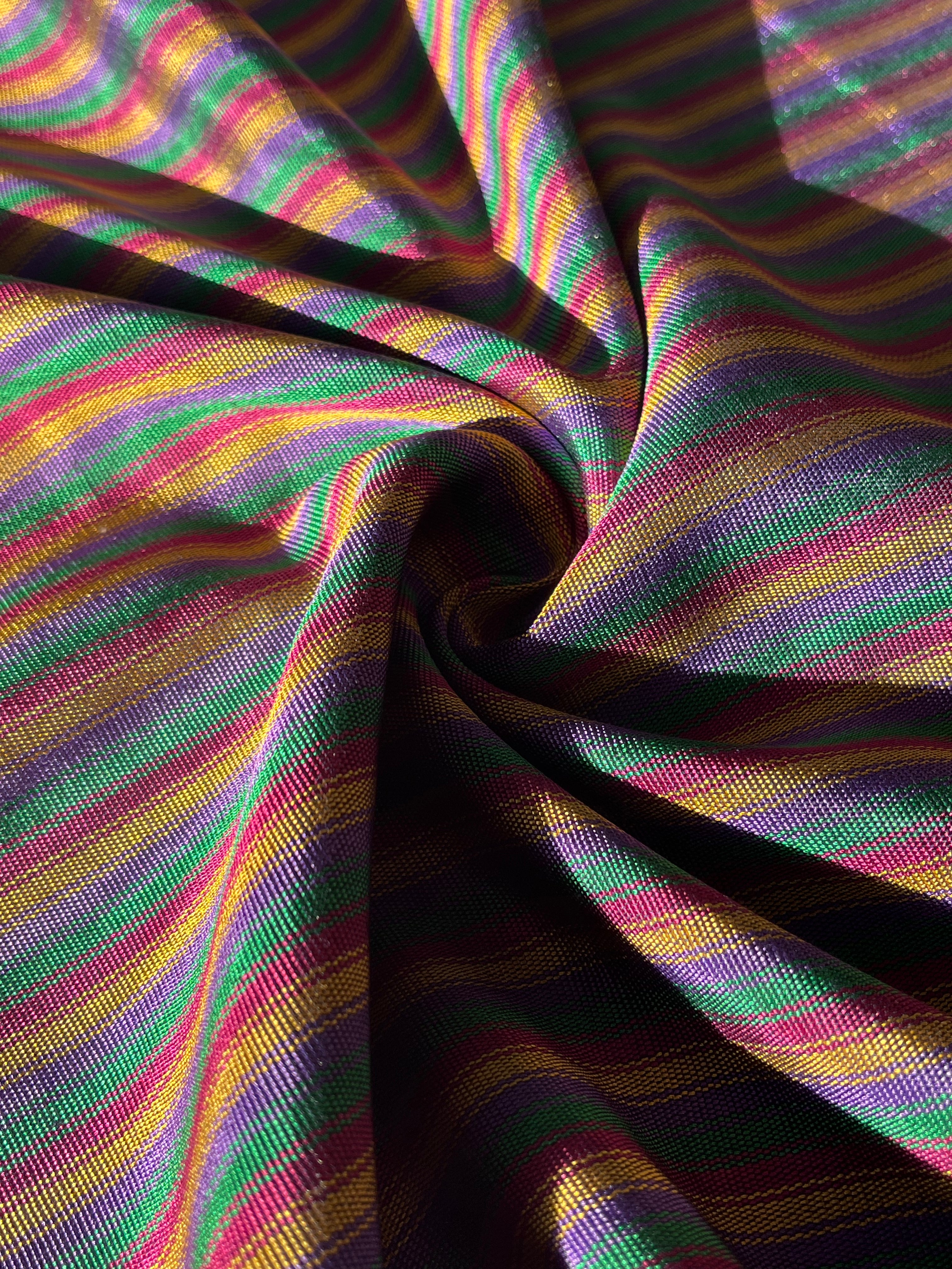 Multi Color Striped Pattern Moiré Fabric By The Yard.