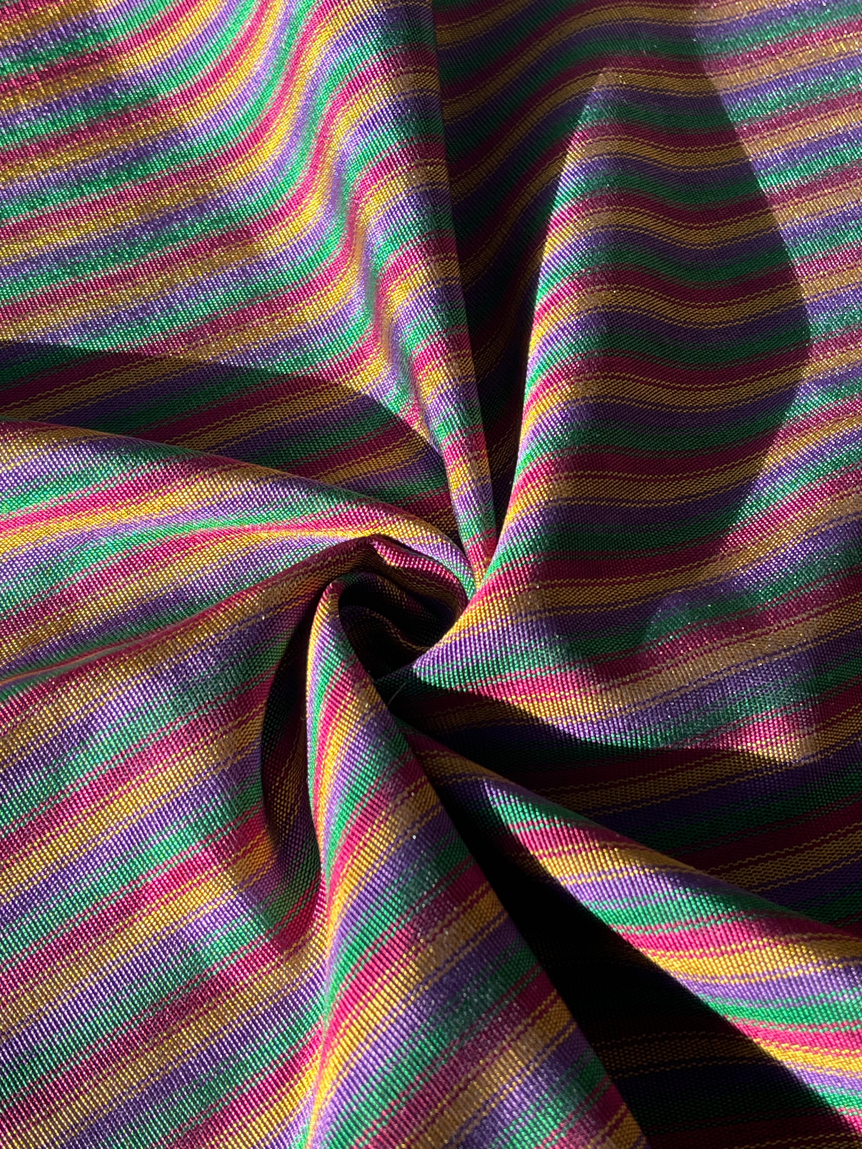Multi Color Striped Pattern Moiré Fabric By The Yard.