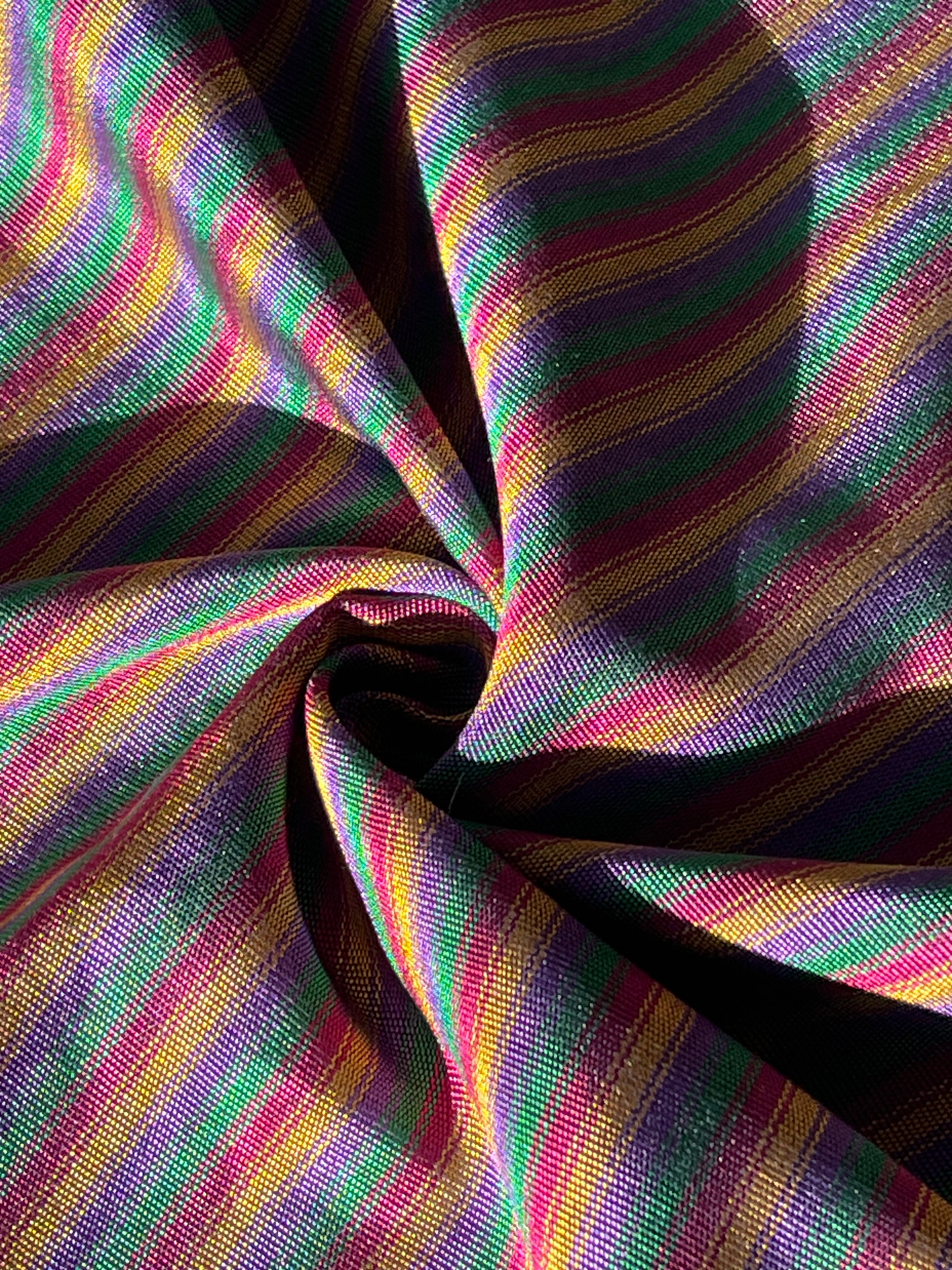 Multi Color Striped Pattern Moiré Fabric By The Yard.