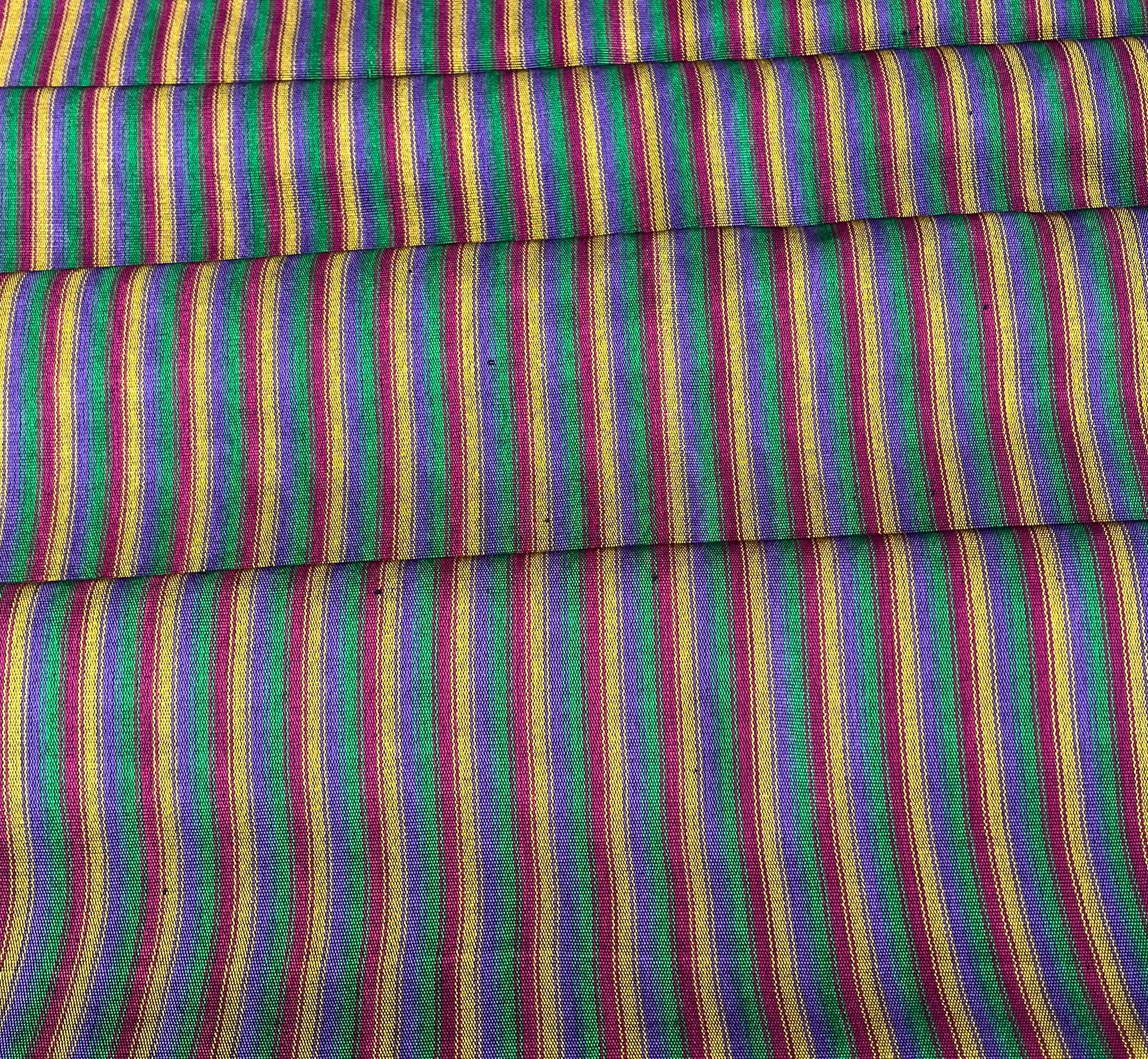 Multi Color Striped Pattern Moiré Fabric By The Yard.