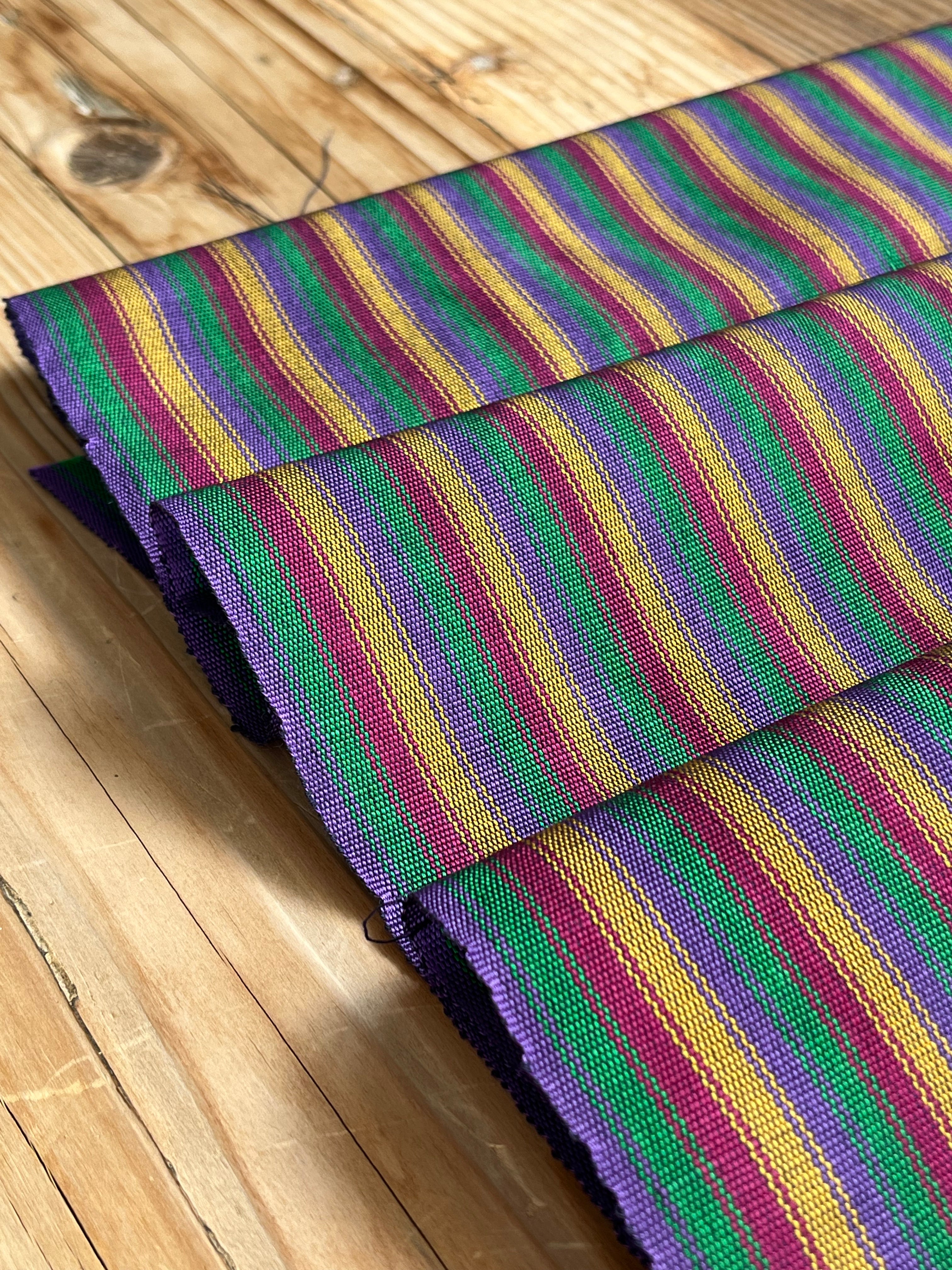 Multi Color Striped Pattern Moiré Fabric By The Yard.