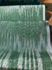 Green Ikat Silk Moire Home Textile Interior Fabrics, Watermark Pattern.