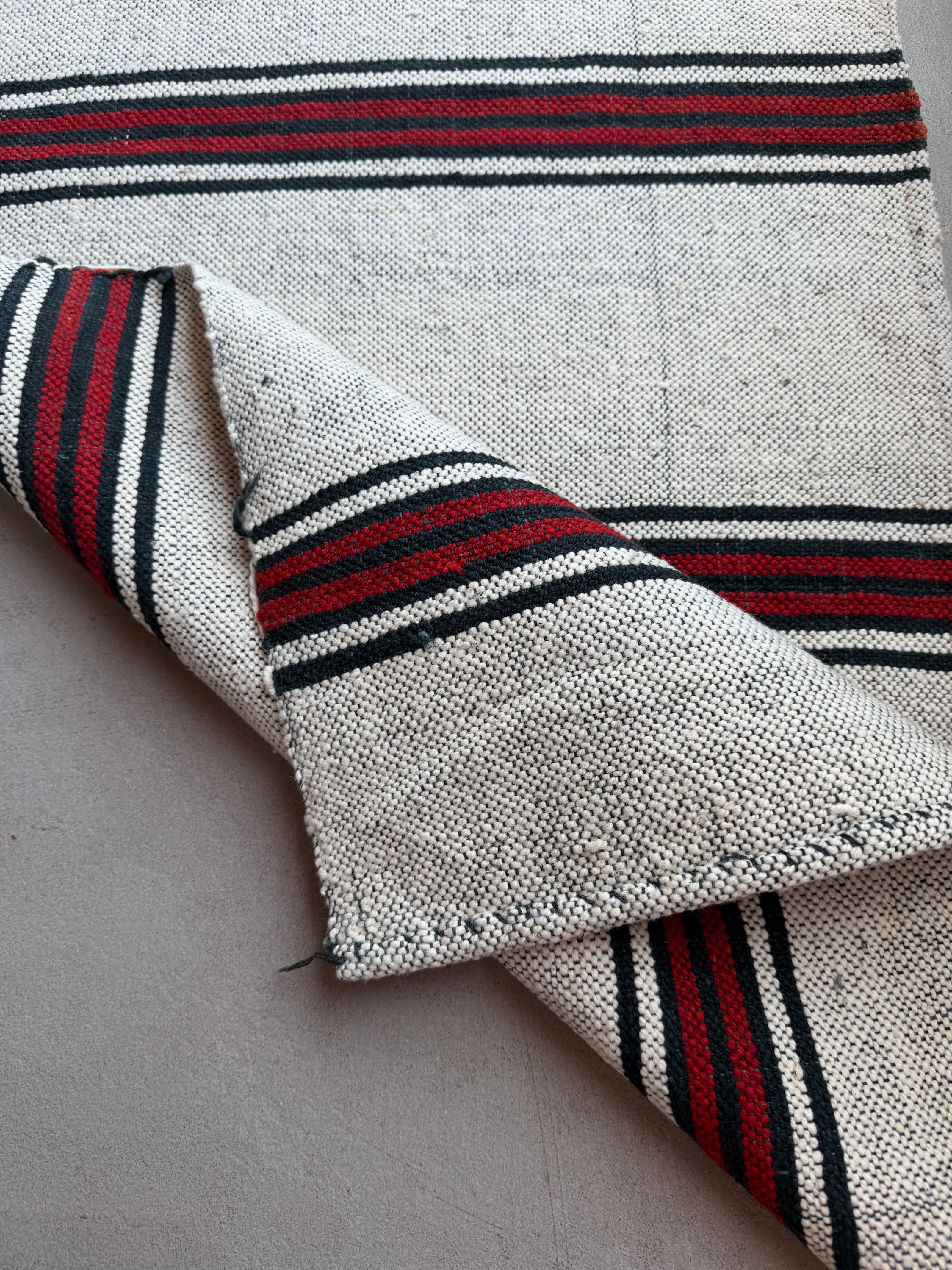Antique Grain Sack Fabric by the Meter | Vintage 1960s Turkish 100% Cotton Hazelnut & Wheat Sack Textile | Rustic Stripe Farmhouse Runner