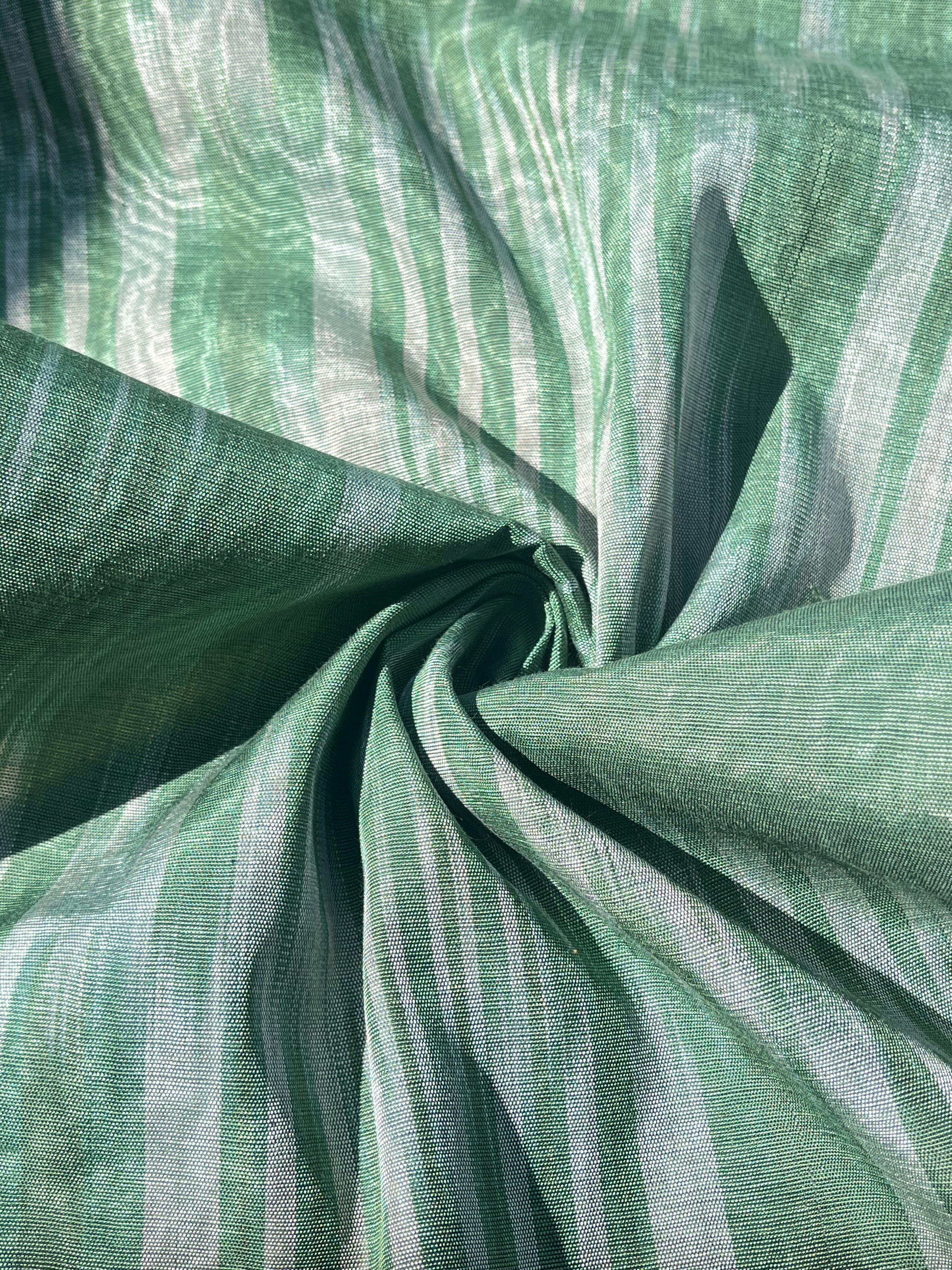 Green Ikat Silk Moire Home Textile Interior Fabrics, Watermark Pattern.