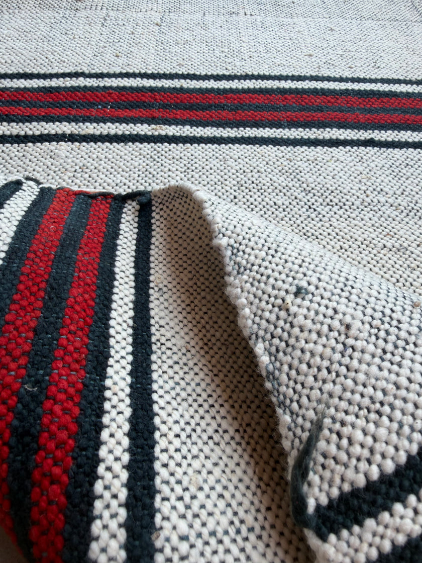 Antique Grain Sack Fabric by the Meter | Vintage 1960s Turkish 100% Cotton Hazelnut & Wheat Sack Textile | Rustic Stripe Farmhouse Runner