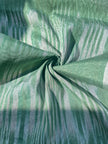 Green Ikat Silk Moire Home Textile Interior Fabrics, Watermark Pattern.