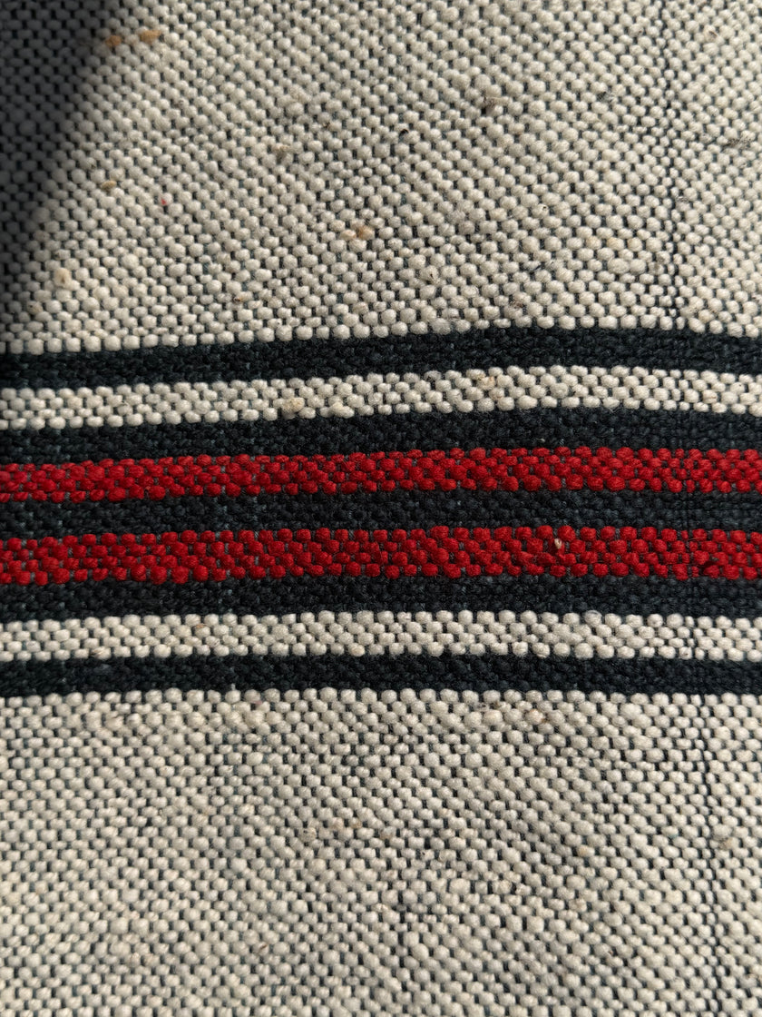 Antique Grain Sack Fabric by the Meter | Vintage 1960s Turkish 100% Cotton Hazelnut & Wheat Sack Textile | Rustic Stripe Farmhouse Runner