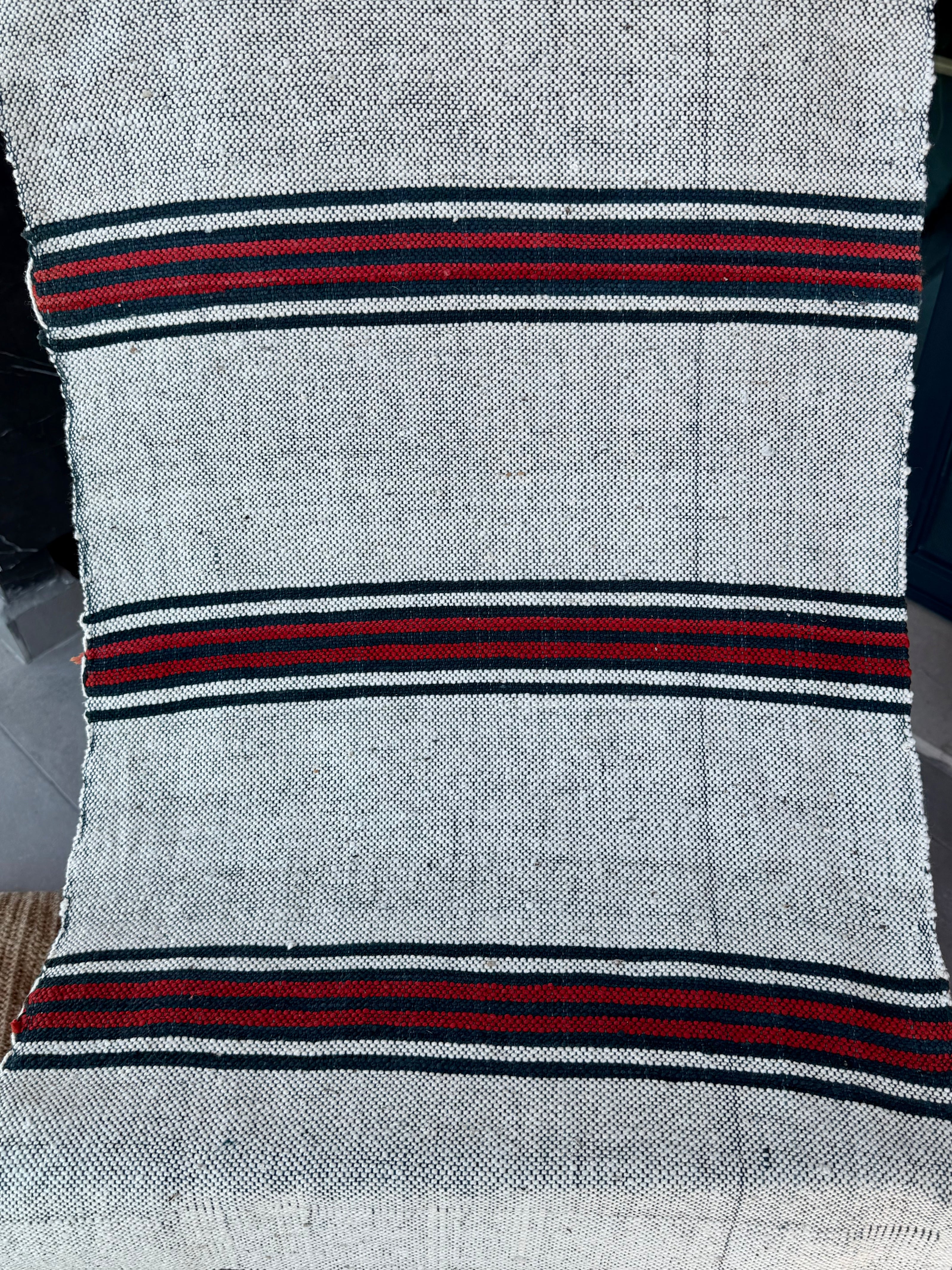 Antique Grain Sack Fabric by the Meter | Vintage 1960s Turkish 100% Cotton Hazelnut & Wheat Sack Textile | Rustic Stripe Farmhouse Runner