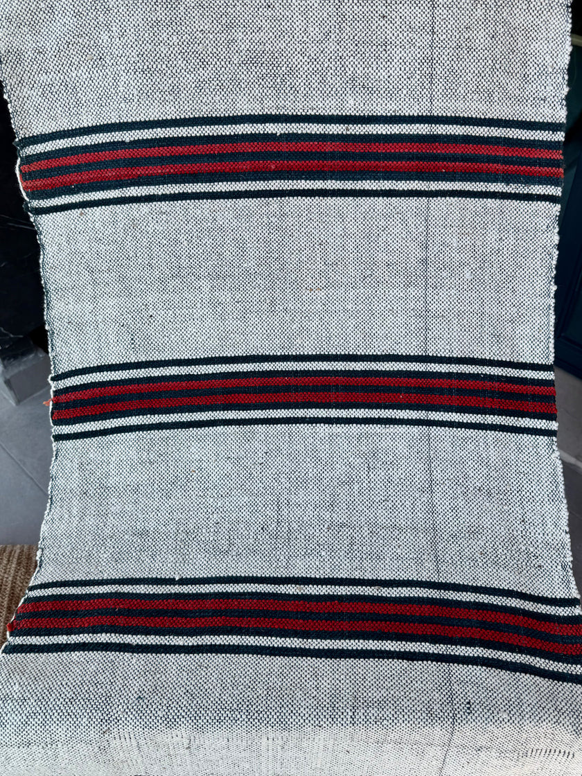 Antique Grain Sack Fabric by the Meter | Vintage 1960s Turkish 100% Cotton Hazelnut & Wheat Sack Textile | Rustic Stripe Farmhouse Runner