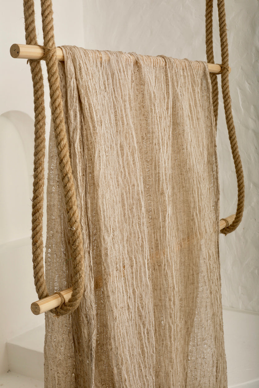 Metre Keten Kumaş, Organik Pamuklu Kumaş, Dokulu El Dokuma Yarı Şeffaf Doğal Kumaşlar.