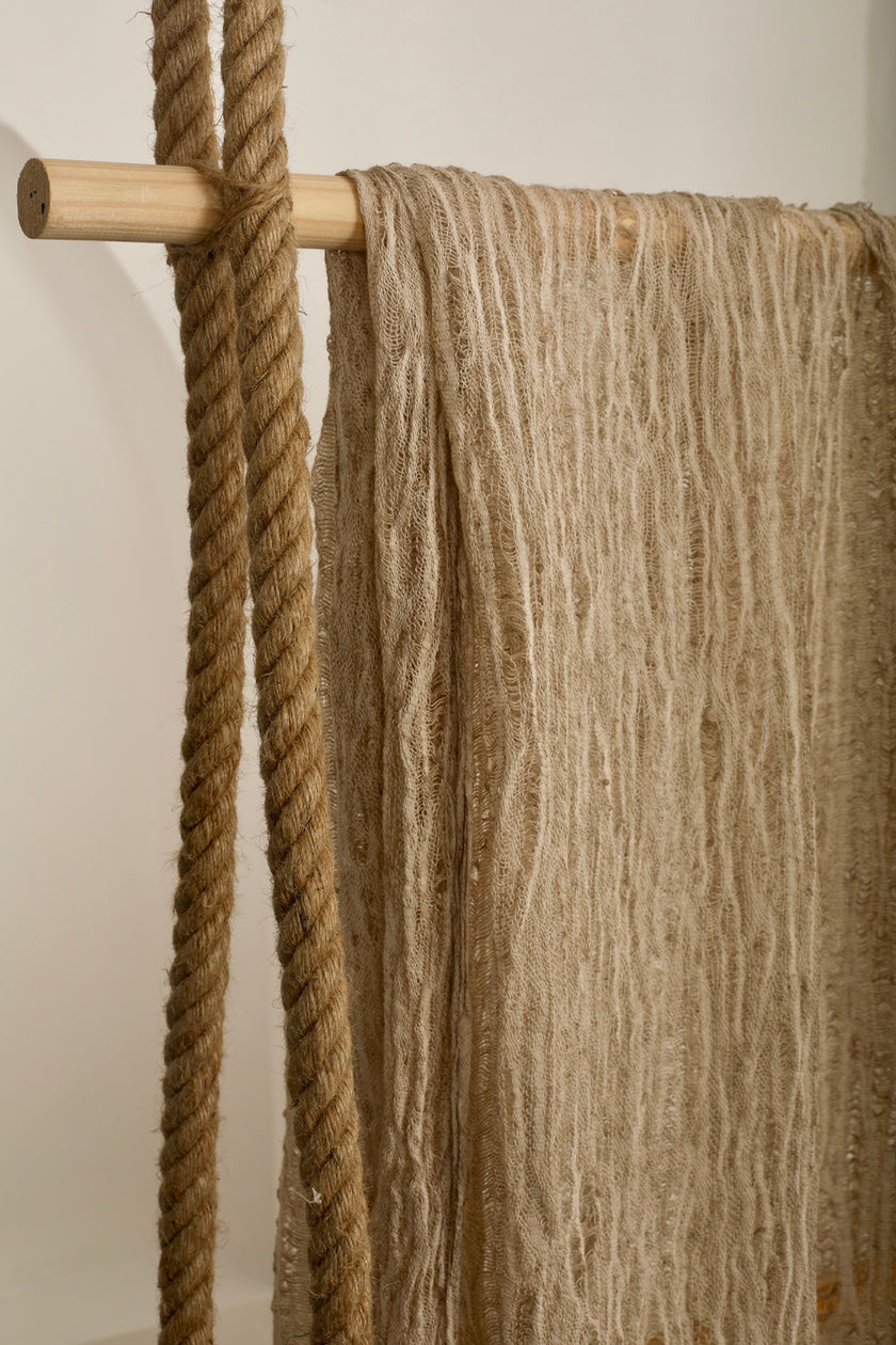 Metre Keten Kumaş, Organik Pamuklu Kumaş, Dokulu El Dokuma Yarı Şeffaf Doğal Kumaşlar.