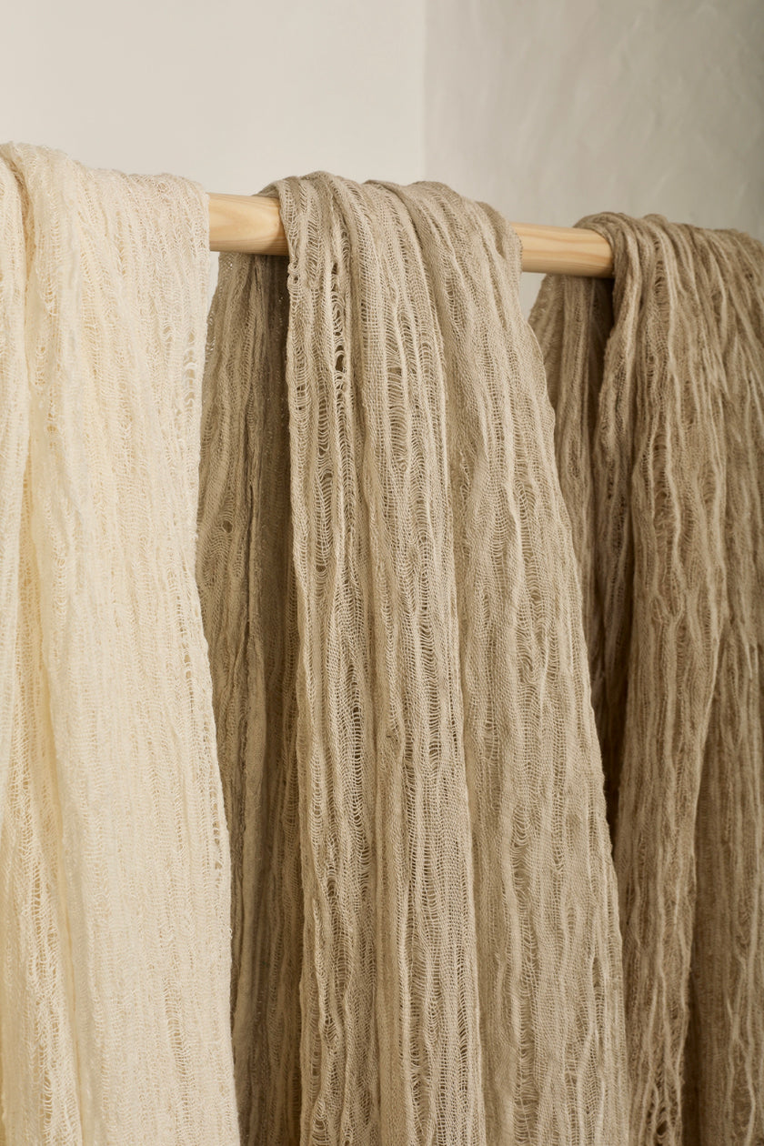 Metre Keten Kumaş, Organik Pamuklu Kumaş, Dokulu El Dokuma Yarı Şeffaf Doğal Kumaşlar.