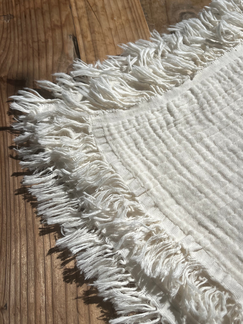 Organic Muslin Baby Blanket – 140x100cm Double Layered, Undyed Cotton, Newborn Swaddle with Fringed Edges – Light Pink, Blue, Sage, Biscuit