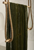 Green Linen Fabric By The Yard Textured Handloom Semi-Sheer Natural Fabrics.