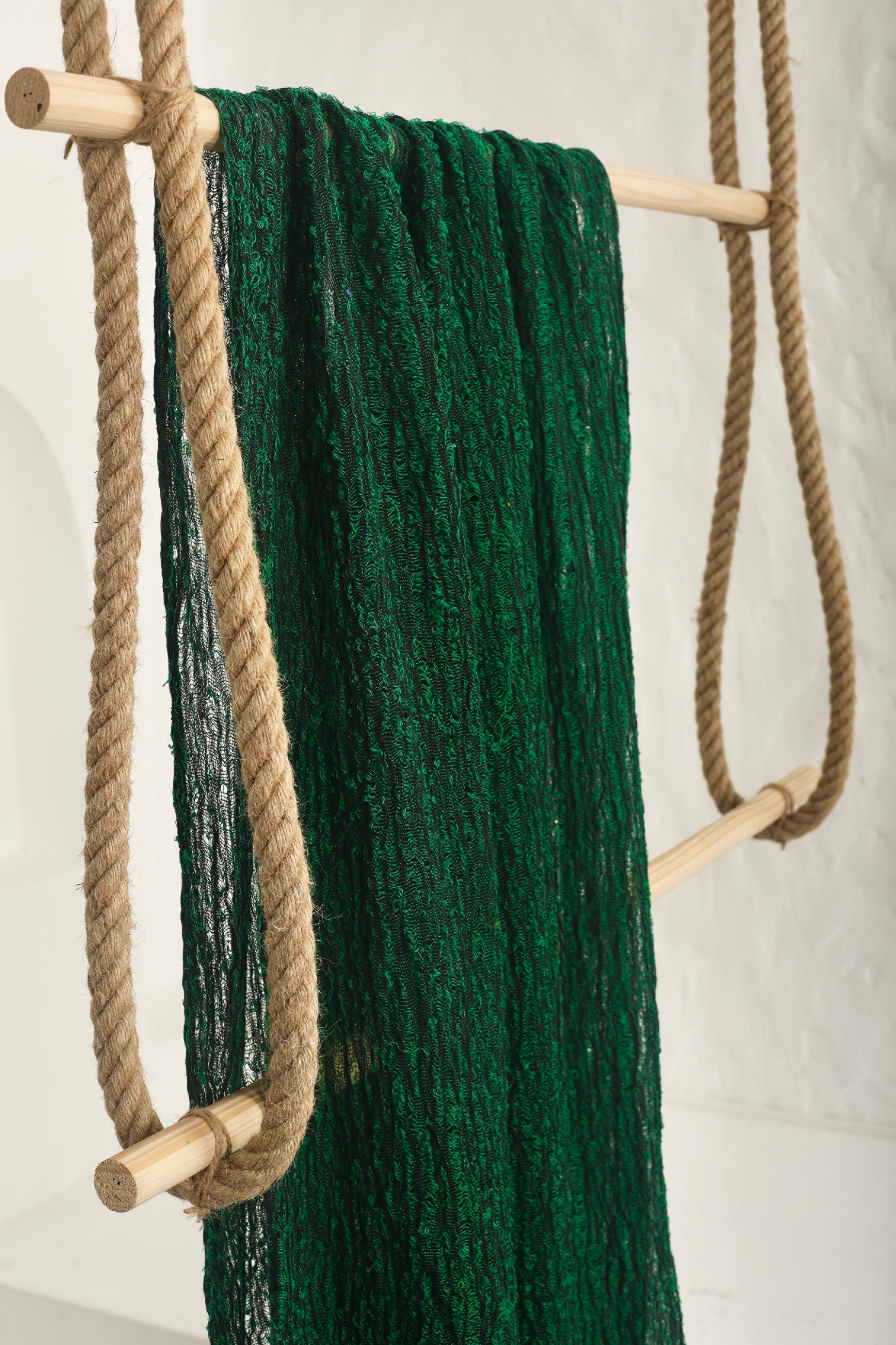 Tissu de lin vert viridian par cour, tissu en coton biologique, tissus naturels semi-transparents texturés à la main