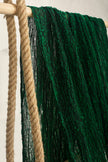Tissu de lin vert viridian par cour, tissu en coton biologique, tissus naturels semi-transparents texturés à la main
