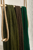 Green Linen Fabric By The Yard Textured Handloom Semi-Sheer Natural Fabrics.