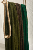 Green Linen Fabric By The Yard Textured Handloom Semi-Sheer Natural Fabrics.