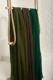 Green Linen Fabric By The Yard Textured Handloom Semi-Sheer Natural Fabrics.
