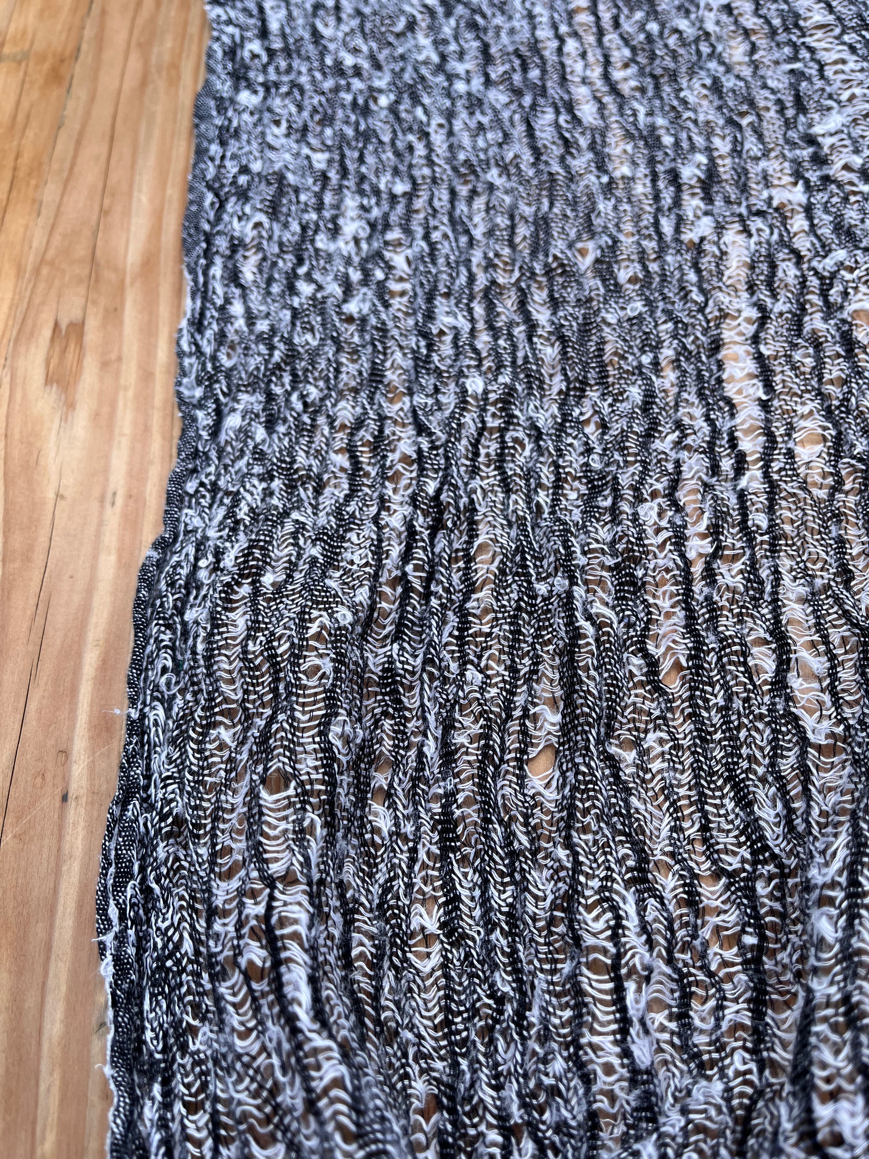 Black White Unique Natural Sheer, Textured Cotton Linen Mix Special Fabrics.