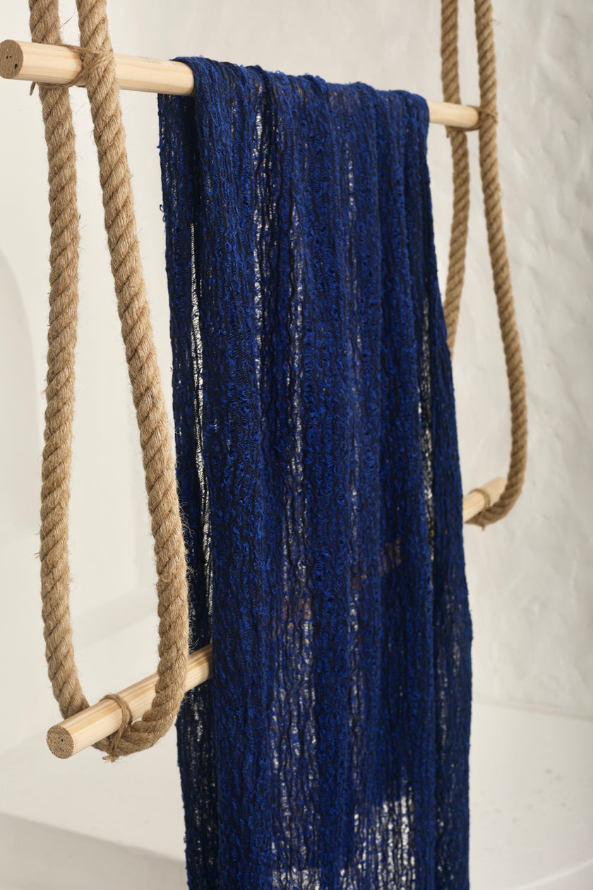 Indigo Blue Benzersiz Doğal Kumaşlar: Eğlenceli, Şeffaf ve Dokulu Pamuklu Keten Karışımı | Yaz Kreasyonlarınız İçin 3D Dokulu Kaliteli Özel Kumaşlar.