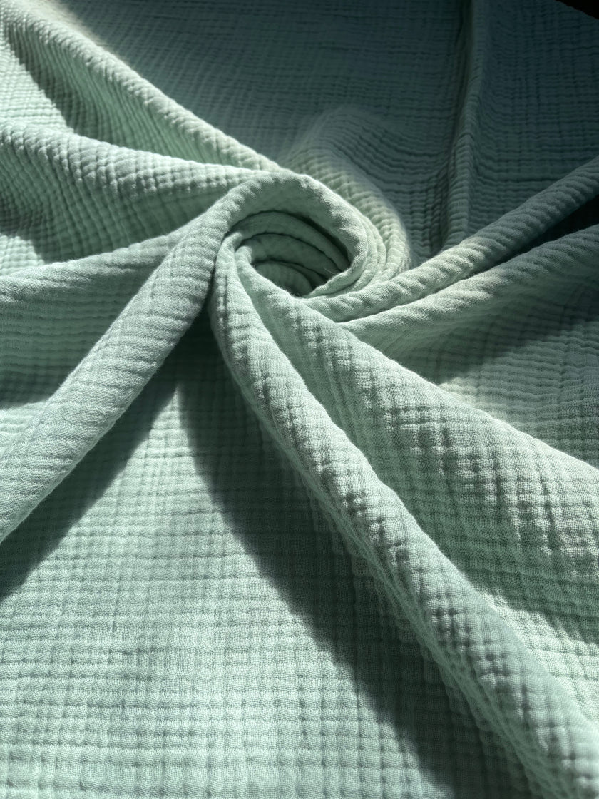 Organic Muslin Baby Blanket – 140x100cm Double Layered, Undyed Cotton, Newborn Swaddle with Fringed Edges – Light Pink, Blue, Sage, Biscuit