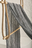 Black White Unique Natural Sheer, Textured Cotton Linen Mix Special Fabrics.