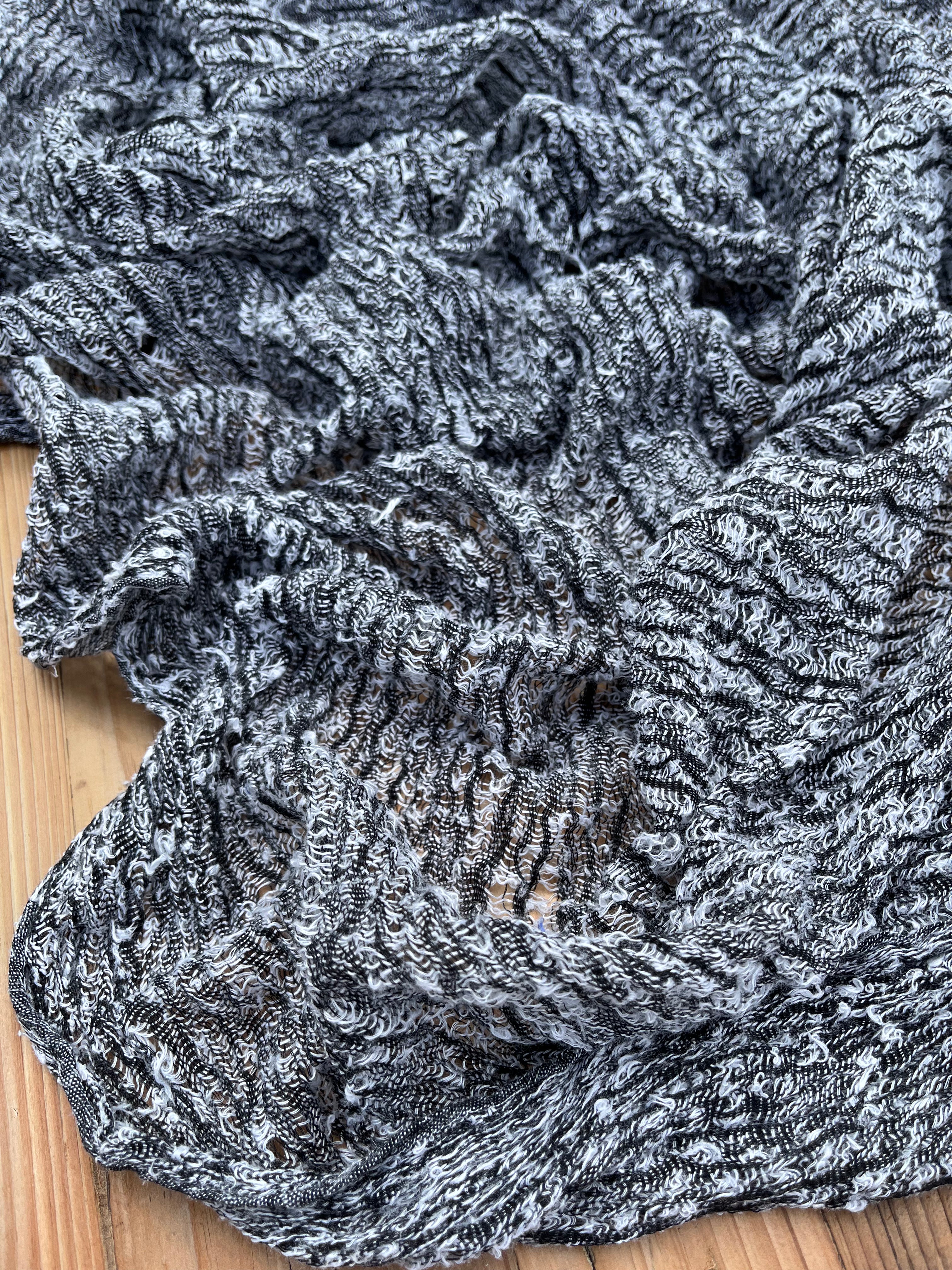 Black White Unique Natural Sheer, Textured Cotton Linen Mix Special Fabrics.