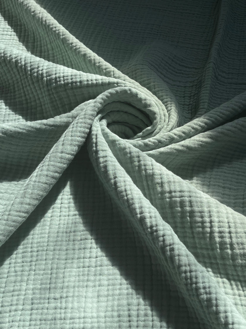 Organic Muslin Baby Blanket – 140x100cm Double Layered, Undyed Cotton, Newborn Swaddle with Fringed Edges – Light Pink, Blue, Sage, Biscuit