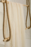 Tissu en lin par cour, tissu en coton biologique, tissus naturels semi-transparents texturés / non blanchis, blanc ivoire.