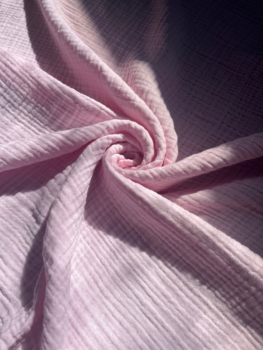 Organic Muslin Baby Blanket – 140x100cm Double Layered, Undyed Cotton, Newborn Swaddle with Fringed Edges – Light Pink, Blue, Sage, Biscuit