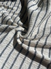 Unbleached Neutral Ivory Colour Black Striped Crinkle Gauze Fabric, Sile Cloth. Sile Fabric.