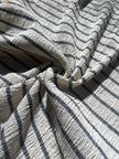 Unbleached Neutral Ivory Colour Black Striped Crinkle Gauze Fabric, Sile Cloth. Sile Fabric.