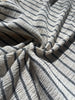 Unbleached Neutral Ivory Colour Black Striped Crinkle Gauze Fabric, Sile Cloth. Sile Fabric.