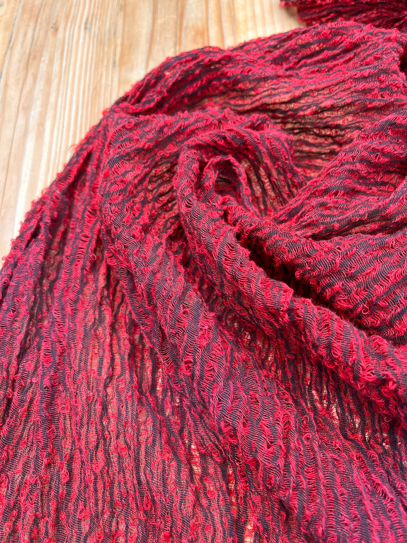 Metre Kare Kırmızı Keten Kumaş, Organik Pamuklu Kumaş, Dokulu El Dokuma Yarı Şeffaf Doğal Kumaşlar.