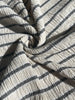 Unbleached Neutral Ivory Colour Black Striped Crinkle Gauze Fabric, Sile Cloth. Sile Fabric.