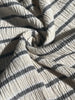 Unbleached Neutral Ivory Colour Black Striped Crinkle Gauze Fabric, Sile Cloth. Sile Fabric.