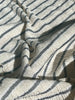 Unbleached Neutral Ivory Colour Black Striped Crinkle Gauze Fabric, Sile Cloth. Sile Fabric.