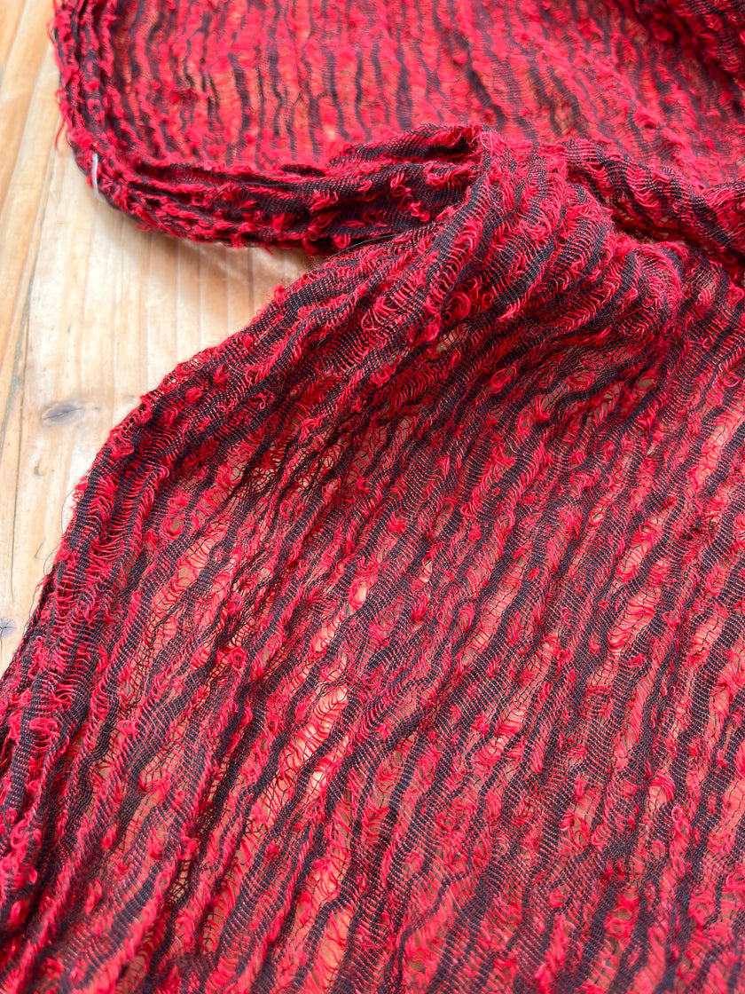 Metre Kare Kırmızı Keten Kumaş, Organik Pamuklu Kumaş, Dokulu El Dokuma Yarı Şeffaf Doğal Kumaşlar.